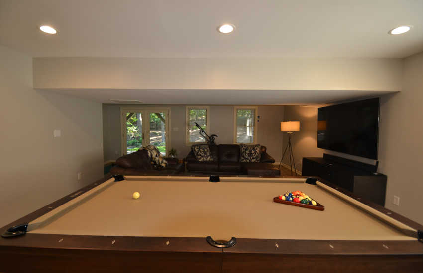 Basement with pool table